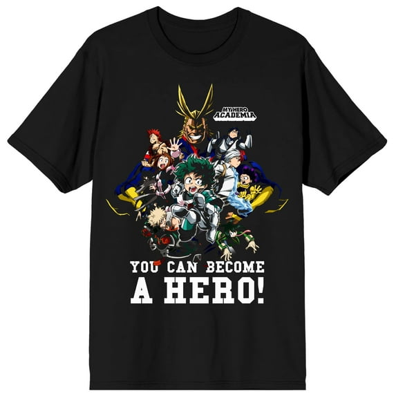 Mens My Hero Academia Anime Cartoon Characters Black Graphic Tee-3XLB