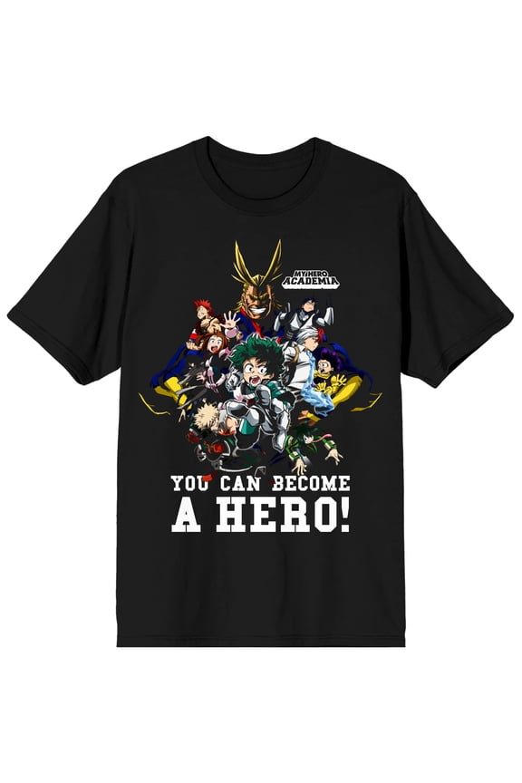 Mens My Hero Academia Anime Cartoon Characters Black Graphic Tee-M