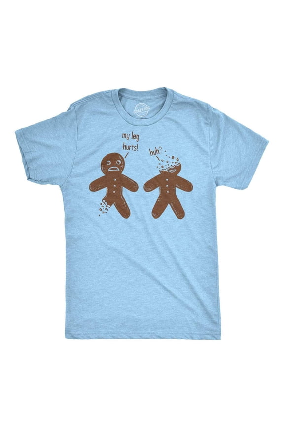Mens My Leg Hurts Huh T Shirt Funny Gingerbread Christmas Cookie Holiday Tee Graphic Tees