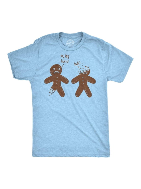 Mens My Leg Hurts Huh T Shirt Funny Gingerbread Christmas Cookie Holiday Tee Graphic Tees