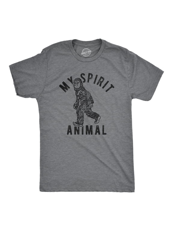 Mens My Spirit Animal: Bigfoot T Shirt Funny Sasquatch Sarcastic Graphic Novelty Tee Graphic Tees