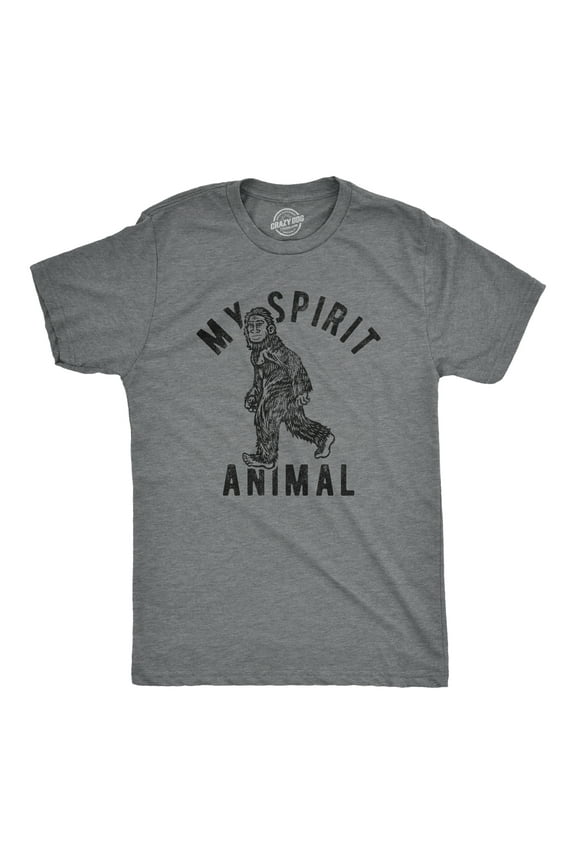 Mens My Spirit Animal: Bigfoot T Shirt Funny Sasquatch Sarcastic Graphic Novelty Tee Graphic Tees