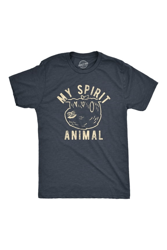 Mens My Spirit Animal: Sloth T Shirt Funny Lazy Slow Sarcastic Graphic Novelty Tee Graphic Tees