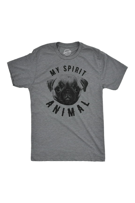 Mens My Spirit Animal is a Pug T Shirt Funny Dog Shirt Nerdy Mom Tee Graphic Tees