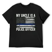 Mens My Uncle Is A Police Officer Niece Nephew Police Uncle Kids T-Shirt Black Small