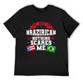 thumbnail image 1 of Mens My wife is Brazirican Nothing scares me Brazilian T-Shirt Black 2X-Large, 1 of 5