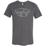 Mens NAMASTE Burnout Yoga T-shirt, Small Asphalt Slub