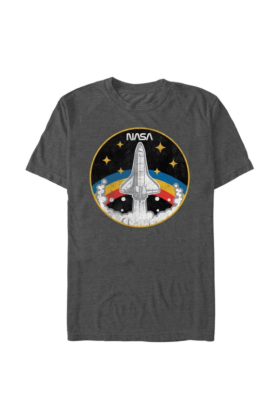 Mens NASA Distressed Rainbow Badge T Shirt
