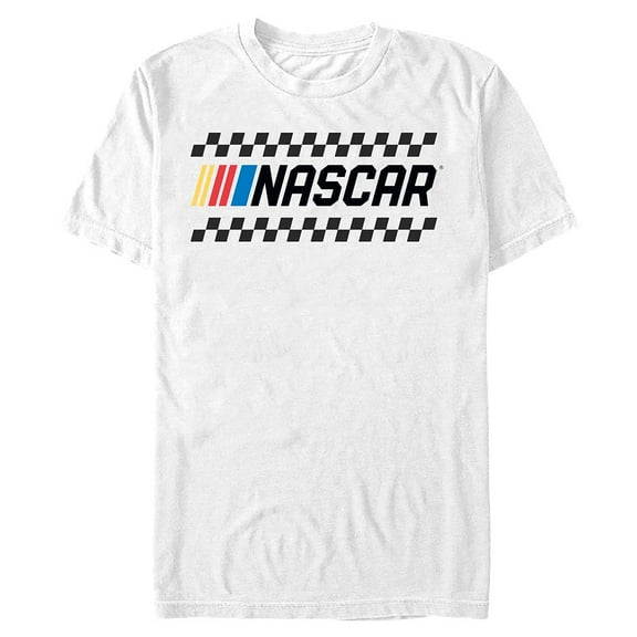 Men's Mad Engine  White NASCAR Checker Logo Graphic T-Shirt