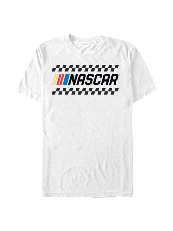Men's Mad Engine White NASCAR Checker Logo Graphic T-Shirt