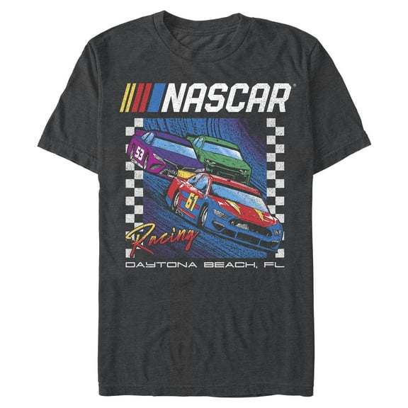 Mens NASCAR Colorful Racing Cars Daytona Beach T Shirt