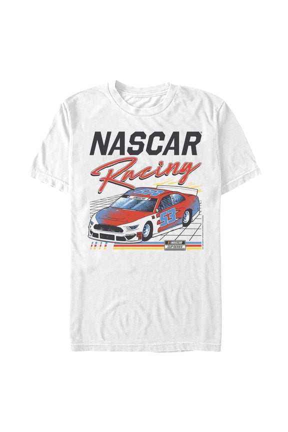 Mens NASCAR Racing Car 53 Retro Grid T Shirt