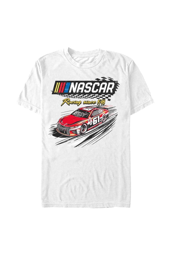 Men's Mad Engine White NASCAR Checker Racing Graphic T-Shirt