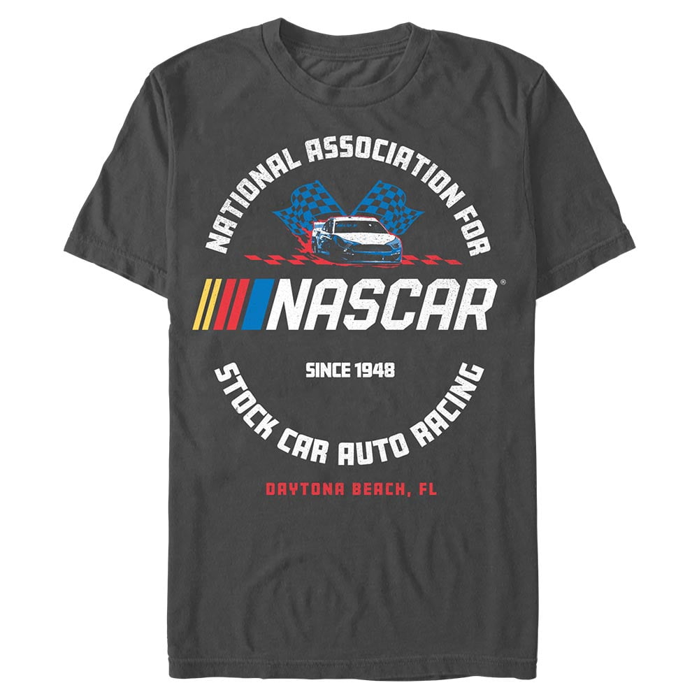 Men's Mad Engine Charcoal NASCAR Logo Flag Graphic T-Shirt
