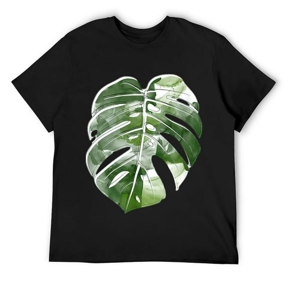 Mens NEW Variegata Window Plant Monstera Deliciosa Tropical Leaf T-Shirt Black XL