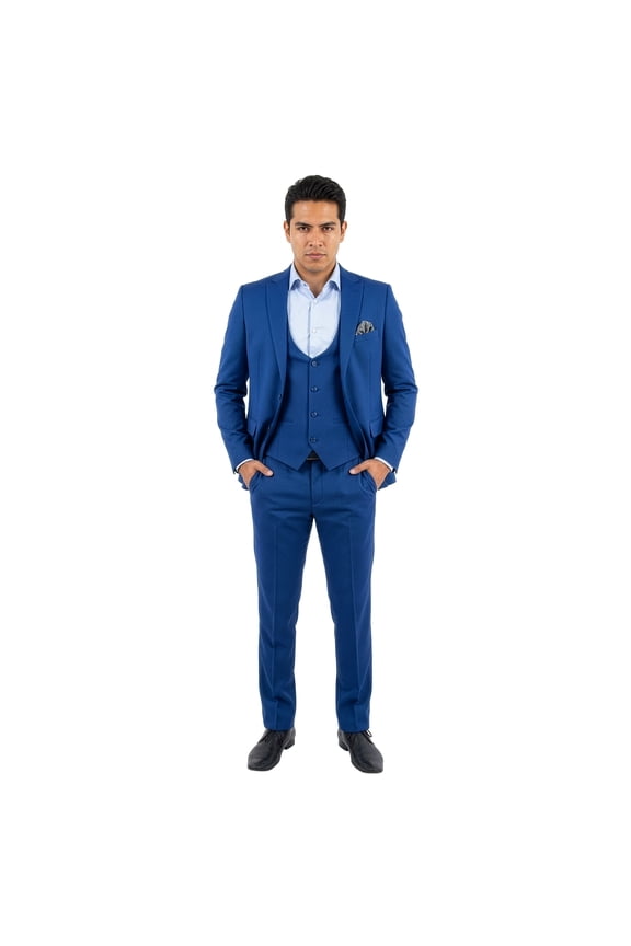 Mens Nailhead Textured 3 Piece Suit Set Hybrid Fit