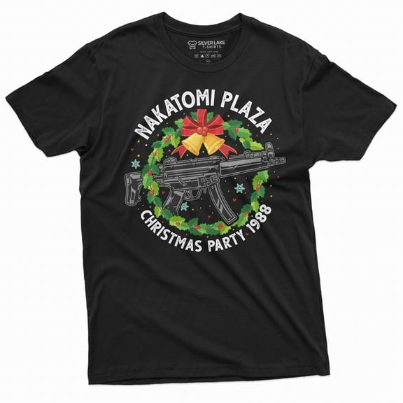 Mens Nakatomi Plaza Shirt Christmas Party 1988 T-Shirt Christmas Movie Tee Funny Christmas Party Tee (Small Black)