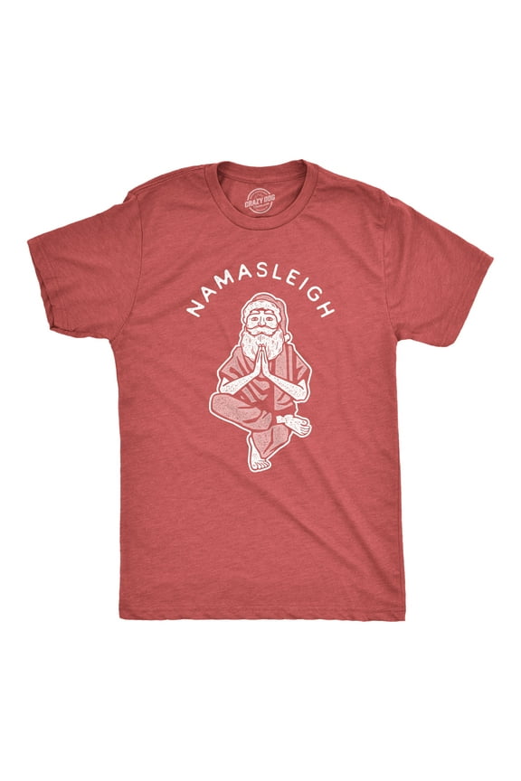 Mens Namasleigh T Shirt Funny Namaste Yoga Meditation Santa Sleigh Christmas Tee Graphic Tees