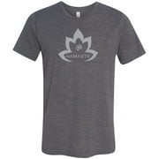 Mens Namaste Lotus Flower Burnout Yoga T-shirt, 2XL Asphalt Slub
