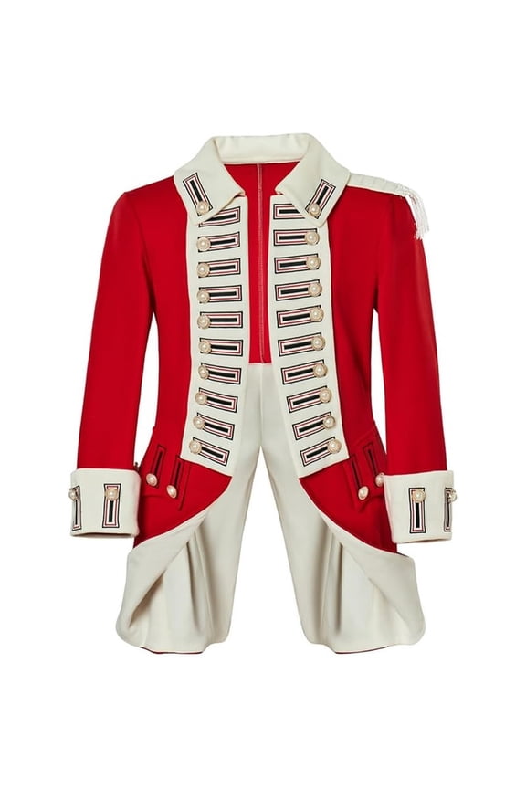 Mens Napoleonic Military Jacket Red Tailcoat Army Style Historical Officer Costume Coat