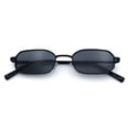 thumbnail image 1 of SA106 Mens Narrow Metal Rim Rectangular Hustler Sunglasses, Black Frame - Black Lens, 1 of 7