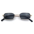 thumbnail image 1 of SA106 Mens Narrow Metal Rim Rectangular Hustler Sunglasses, Gold Frame - Black Lens, 1 of 7