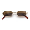 thumbnail image 1 of SA106 Mens Narrow Metal Rim Rectangular Hustler Sunglasses, Gold Frame - Brown Lens, 1 of 7