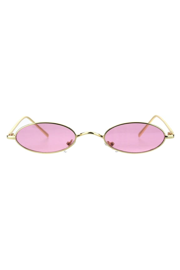 Mens Narrow Oval Pimp Daddy Gold Metal Rim Sunglasses Pink