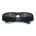 thumbnail image 1 of Mens Narrow Rectangle Cholo Gangster All Black Plastic Sunglasses Black Blue Bandana Arm - Black, 1 of 7
