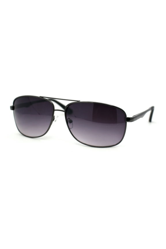 Mens Narrow Rectangle Spring Hinge Luxe Officer Metal Rim Sunglasses Gunmetal - Smoke