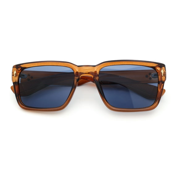 Mens Narrow Rectangle Vintage Style Bohemian Plastic Fashion Sunglasses Orange - Navy