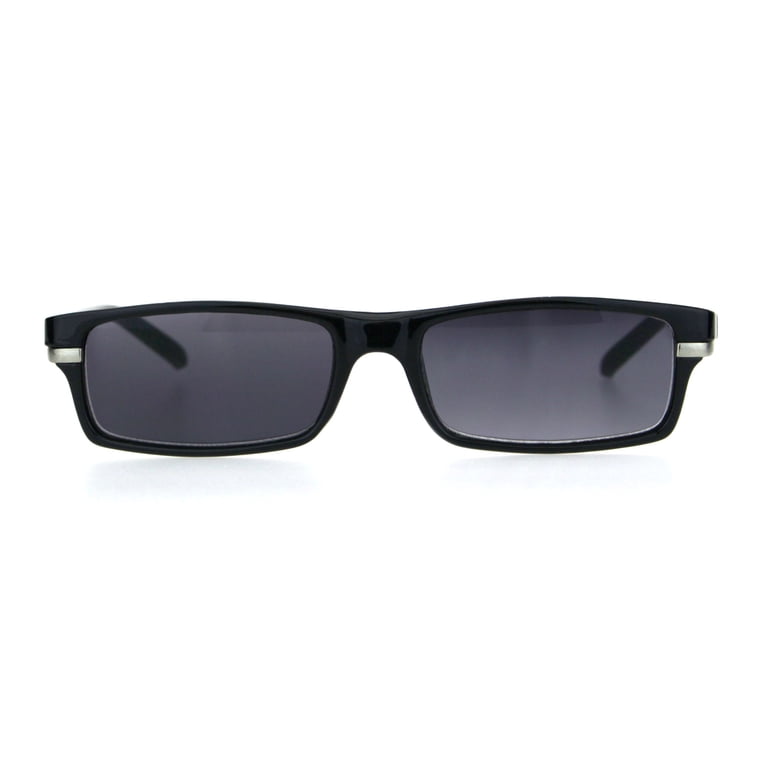 Men's Narrow Rectangular Reading Sunglasses - Brown Plastic Frame With 1.5 Power Lens