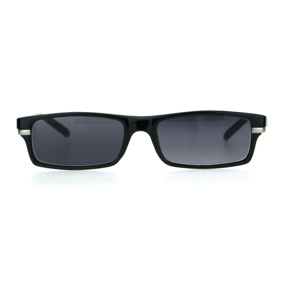 Mens Narrow Rectangular Plastic Powered Sun Reader Reading Glasses Black 3.5