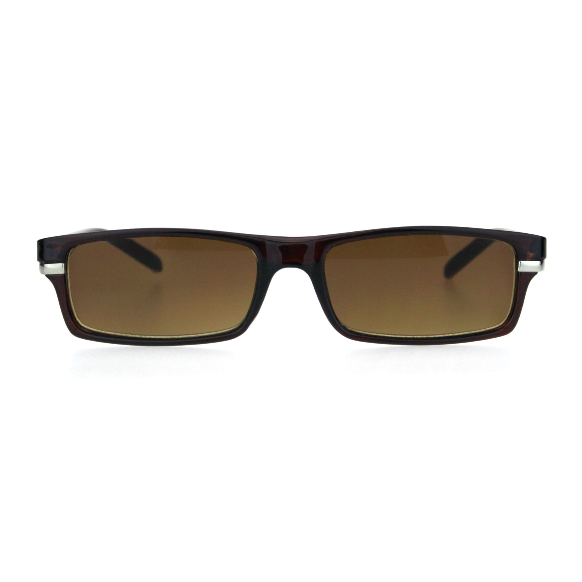 Men's Rectangular Plastic Frame Reading Sunglasses - Grey Tinted Powered Lenses With UV400 Protection