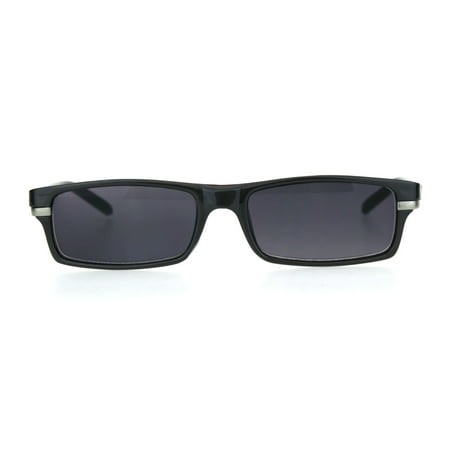 Mens Narrow Rectangular Plastic Powered Sun Reader Reading Glasses Grey 2.75