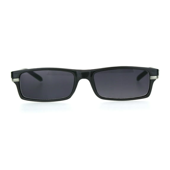 Mens Narrow Rectangular Plastic Powered Sun Reader Reading Glasses Grey 3.5