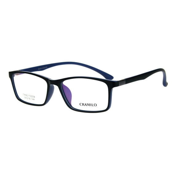 Mens Narrow Rectangular Thin Crushproof TR90 Plastic Light Optical Frame Black Blue