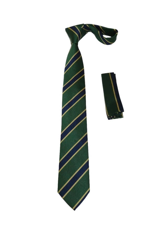 Mens Narrow Tie/Hankie Set Microfiber Silky Vito Rofolo VTR-99 Hunter Green