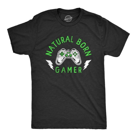 Mens Natural Born Gamer T Shirt Funny Video Game Lovers Controller Tee for Guys Graphic Tees