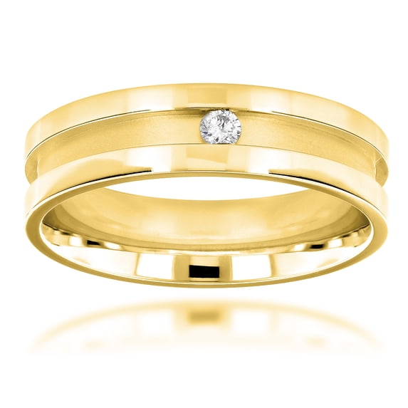 Mens Natural Diamond Wedding Band 14k Engagement Ring Comfort Fit (Yellow Gold Size 8.5)