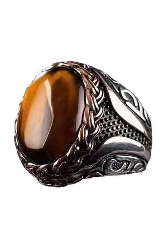 Men's Braided Ring Natural Zinc Alloy Tiger Stone Stripe Ring Fashion Statement Ring New Design High Quality Ring for Men Band Ring Jewelry