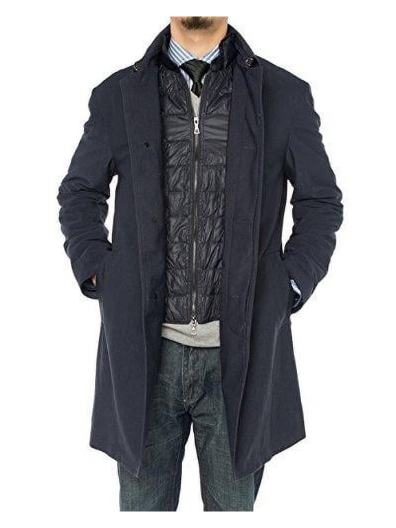 Mens Navy Blue Coat Luciano Natazzi Insulated Lining Walker