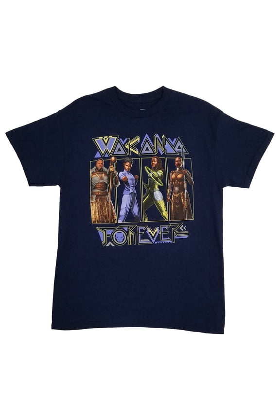 Mens Navy Blue Marvel Studios Black Panther Wakanda Forever Graphic T-Shirt XL