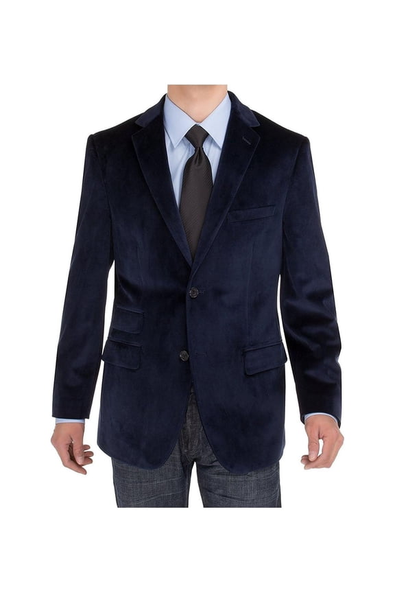 Mens Navy Blue Modern Fit Blazer Salvatore Exte Two Button