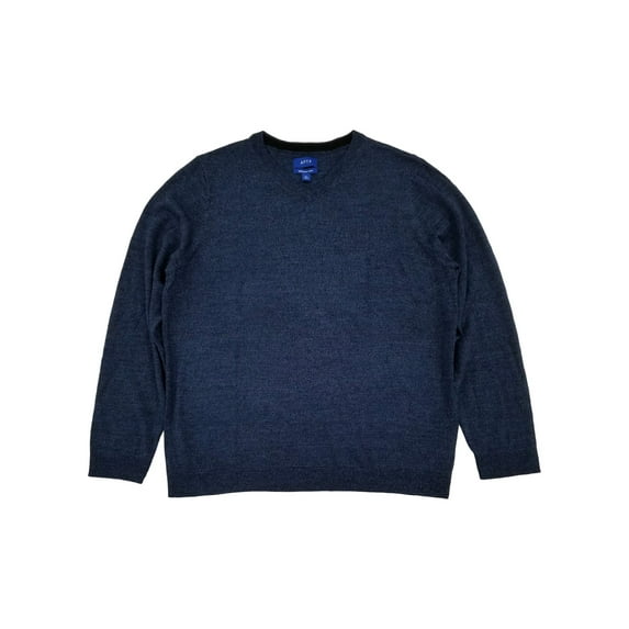 Mens Navy Blue Soft Merino Long Sleeve V-Neck Sweater XX-Large