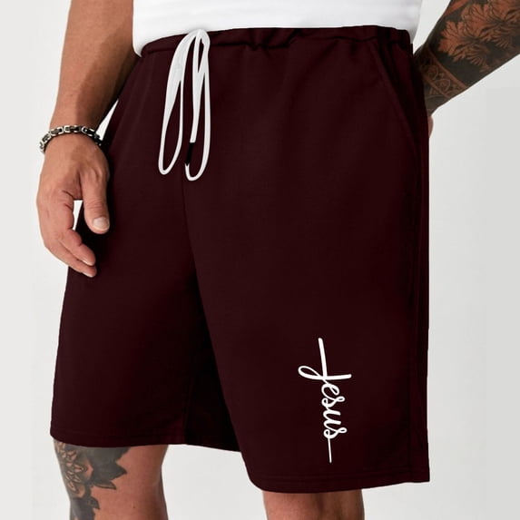 Mens Navy Printed Drawstring Shorts, Graphic Design, Summer Outdoor & Leisure