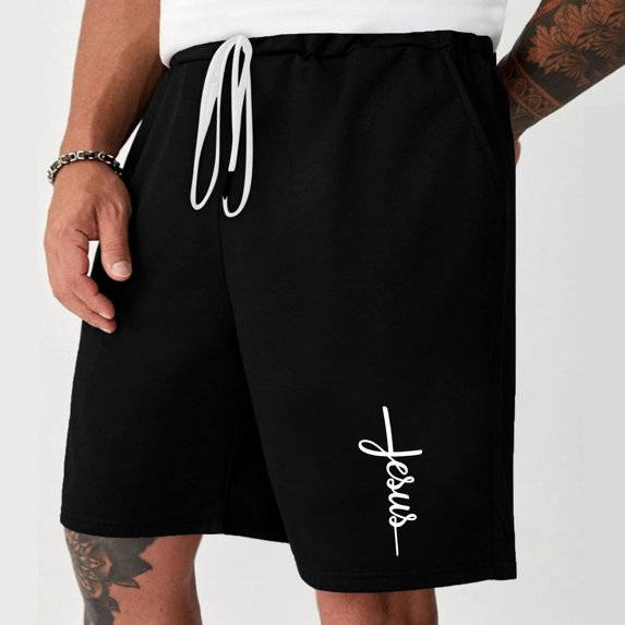 Mens Navy Printed Drawstring Shorts, Graphic Design, Summer Outdoor & Leisure