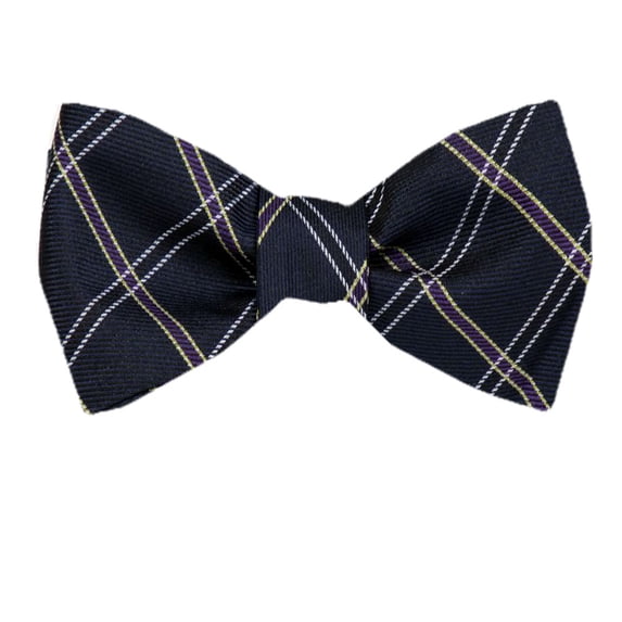 Mens Navy Silk Self Tie Bow Tie