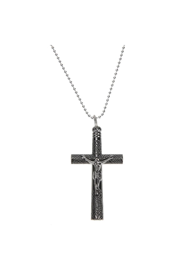 Mens Necklace Crucifix Necklace Male Pendant Necklace Stainless Steel Men Necklace Prayer Necklace Religious Necklace