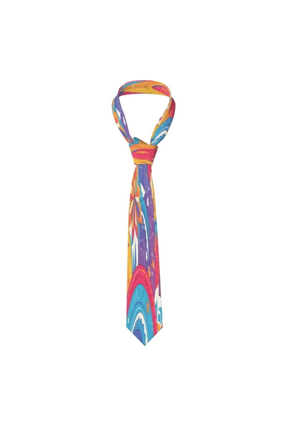 Mens Necktie Soft Silky Tie For Business Wedding Party Daily Office Formal Casual Wear Wrinkle Resistant Indianred Tie-Dye Background Vibrant Colors And Swirling (2)